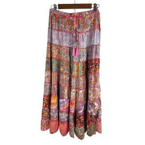The Nu Vintage Boho Maxi Skirt Small Multicolor Patchwork Tiered Festival Hippie